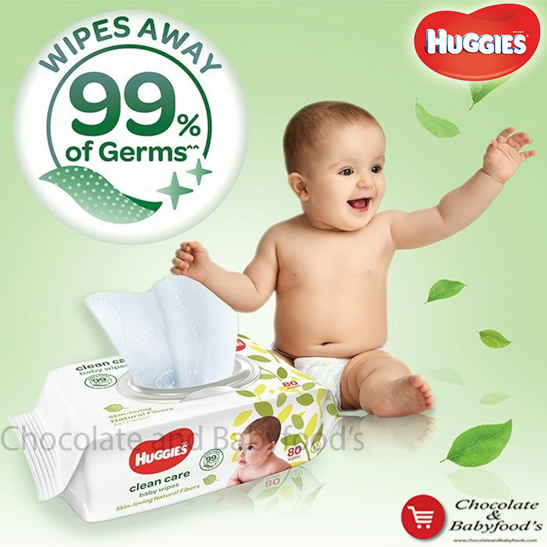Huggies Skin-loving Natural Fibers Clean Care Baby Wipes 80pcs