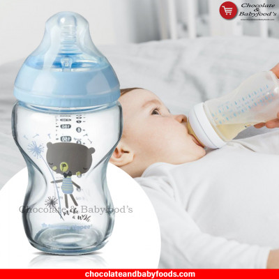 Tommee Tippee Closer to Nature Glass Feeding Bottle 0m+ 250ml (Blue)