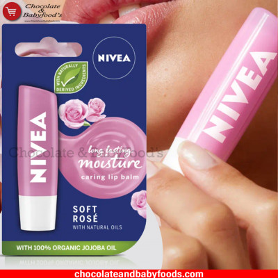 Nivea Long Lasting Moisture Soft Rose Caring Lip Balm 4.8G