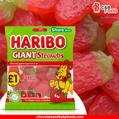 Haribo Giant Strawbs Fruit Flavour Gum 160G