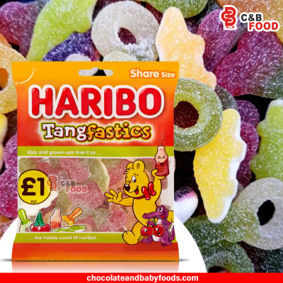 Haribo Tangfastics Fizzy Fruit Flavour, Cola Flavour And Sweet Foam Gums 160G