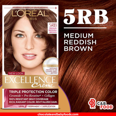L'OREAL PARIS Excellence Creme Triple Protection Color 5RB Medium Reddish Brown Hair Color