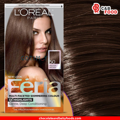 L'OREAL PARIS Feria Muti-Faceted Shimmering Color Gentle, Deep Conditioning 50 Medium Brown Hair Color