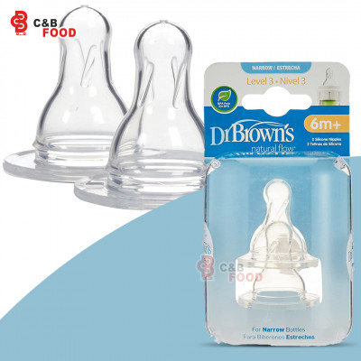 Dr Brown's Natural Flow (Narrow Level 3) 2 Silicone Teats 6m+