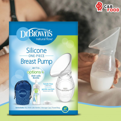 Dr Brown's Natural Flow Silicone One-Piece Breast Pump with Options+ Anti-Colic Bottle 150ml