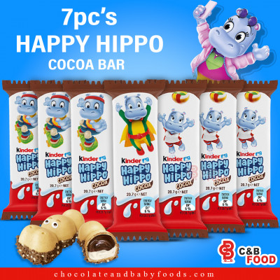 Kinder Happy Hippo Cocoa Crispy Wafer Filled with Milky Cream And Cocoa Cream 7pc's Bar 144.9G
