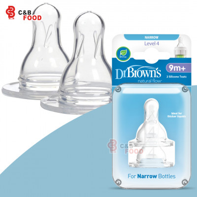 Dr Brown's Natural Flow (Narrow Level-4) 2 Silicone Teats 9m+