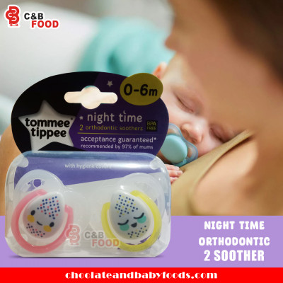 Tommee Tippee Night Time 2 Orthodontic Soother (Pink & Yellow Color) 0-6m Baby