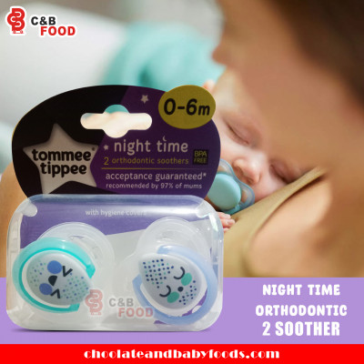 Tommee Tippee Night Time 2 Orthodontic Soother (Sky & Blue Color) 0-6m Baby