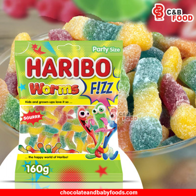 Haribo Fizz Worms Fruit Flavor Jelly Candy 160G