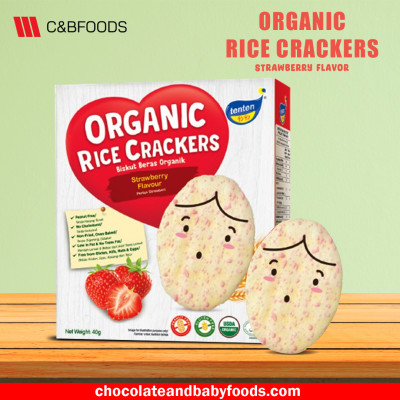 Tenten Organic Rice Crackers Strawberry Flavor Biskut 40g