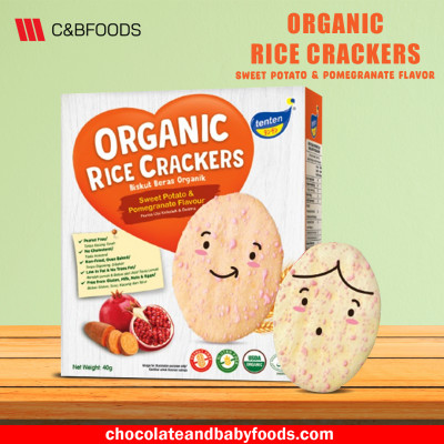 Tenten Organic Rice Crackers Sweet Potato & Pomegranate Flavor Biskut 40g