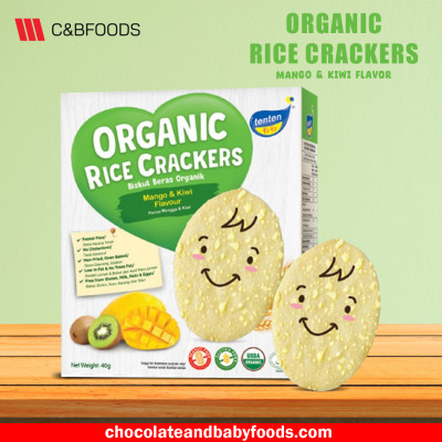 Tenten Organic Rice Crackers Mango & Kiwi Flavor Biskut 40G