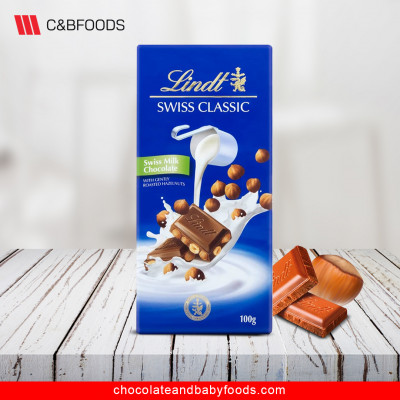 Lindt Swiss Classics Swiss Milk Chocolate Roasted Hazelnuts 100g