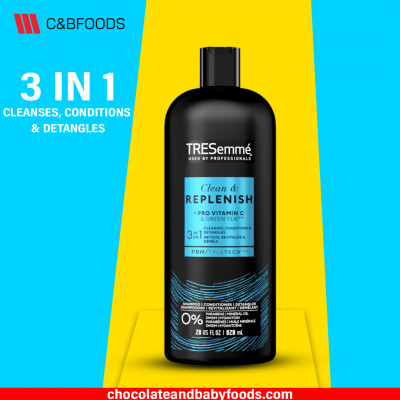 Tresemme Clean & Replenish 3in1 Shampoo, Conditioner & Detangler 828ml