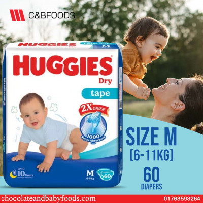 Huggies  Dry Tape Size- M (6-11KG) 60 pc's