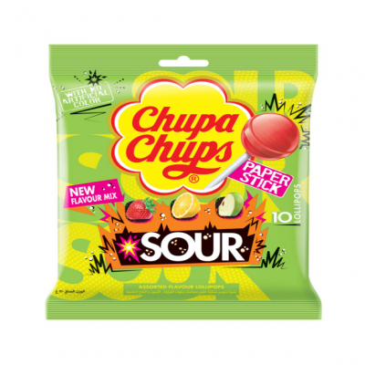 Chupa Chups Paper Stick Sour Lollipop 120gm
