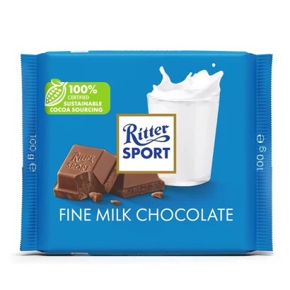 Ritter Sport Fine Milk Chocolate Bar 100gm