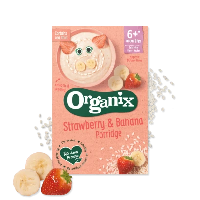 Organix Strawberry & Banana Porridge (From 6+mnths) 120gm