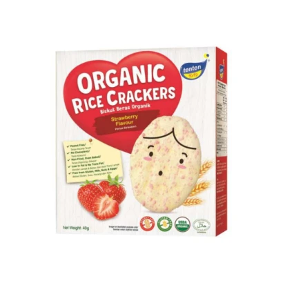 Tenten Organic Rice Crackers Strawberry Flavor 40gm