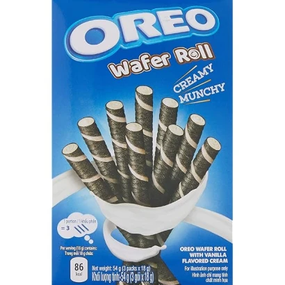 Oreo Wafer Roll Creamy Munchy With Vanilla Flavored Cream 54gm