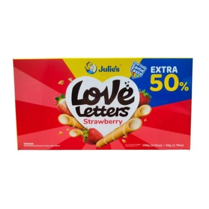 Julie's Love Letters Strawberry Wafers 100gm