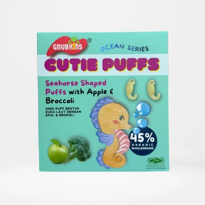Gnubkins Cutie Puffs Seahorse Shaped Puffs with Apple & Broccoli 32g