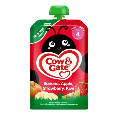 Cow & Gate Banana, Apple, Strawberry and Kiwi Baby Pouch (4mnths) 100g
