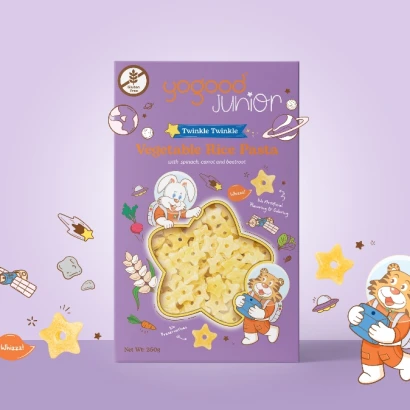 Yogood Junior Twinkle Twinkle Vegetable Rice Pasta with Spinach, Carrot & Beetroot 250g