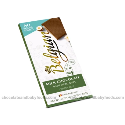 Belgian No Sugar Added Milk Chocolate with Hazelnut 100gm