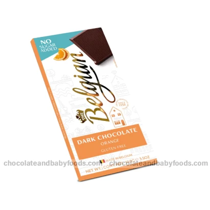 Belgian No Sugar Added Orange Dark Chocolate Bar 100gm