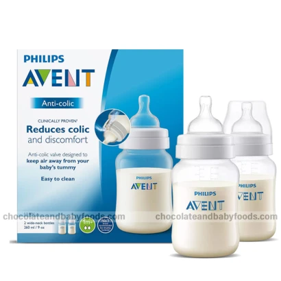 Philips Avent Anti-Colic 2 Wide-Neck Feeding Bottle (1m+) 260ml (2pcs box)