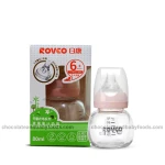 Rovco Glass Wide-Neck Feeding Bottle (6m+) 80ml (Pink)