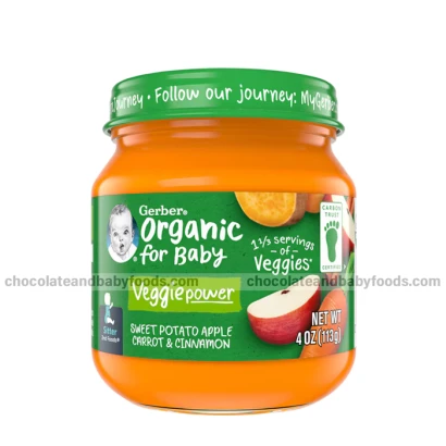 Gerber Organic For Baby Veggie Power Sweet Potato, Apple, Carrot & Cinnamon (6+mnths) 113gm