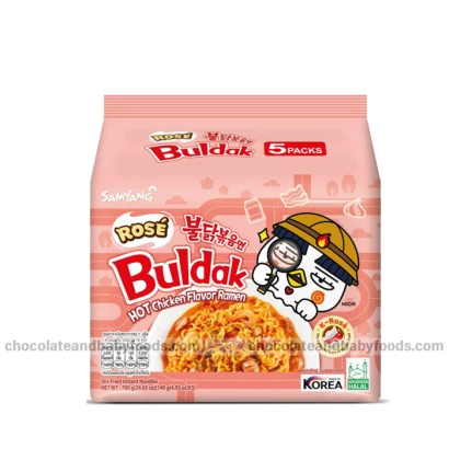 Samyang Rose Buldak Hot Chicken Flavor Ramen Stir-Fried Instant Noodles 5pcs pack 700gm