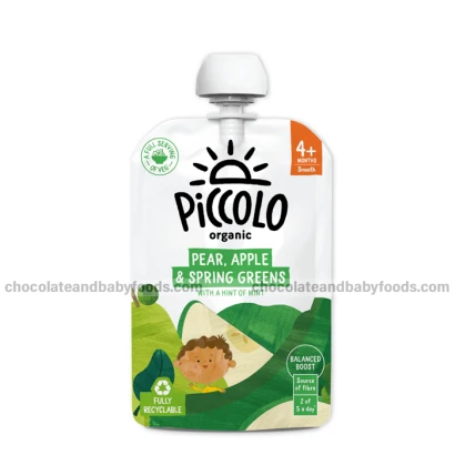 Piccolo Organic Pear, Apple & Spring Greens (4+mnths) 100gm