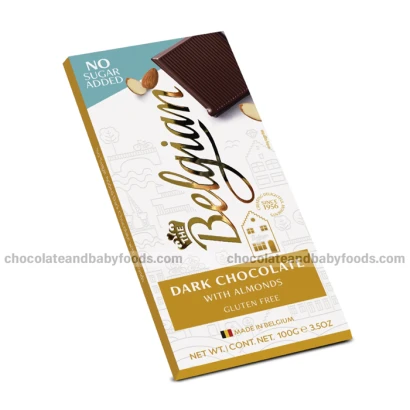 Belgian Sugar free Dark Chocolate with Almond 100gm