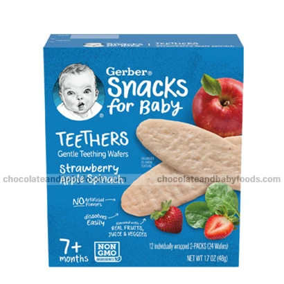 Gerber Strawberry Apple Spinach Teethers Wafers (From 7+mnths) 48gm