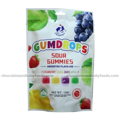 Twinfish Gumdrops Sour Gummies Assorted Flavors 150gm