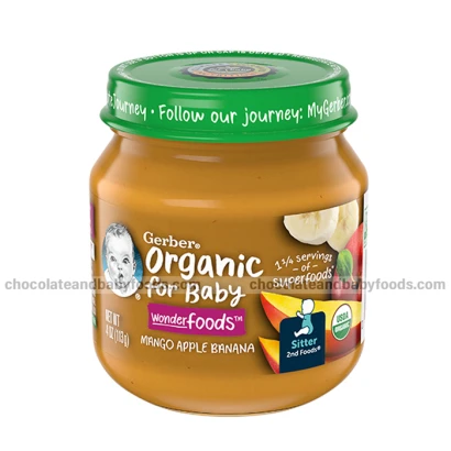 Gerber Organic For Baby Wonder Foods Mango, Apple & Banana (From 6+mnths) 113gm