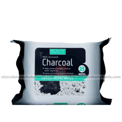 Beauty Formulas with Activated Charcoal Detox Facial Wipes (25 Wipes)
