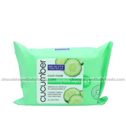 Beauty Formulas Cucumber Cool Moist Cleansing Facial Wipes (25 Wipes)