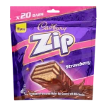 Cadbury Zip Strawberry Flavor Wafer Bar Coated with Milk Chocolate (20 Bars) 160G