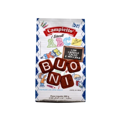 Campiello Biscotti A B C Con Cereali Cacao E Nocciole Senza Olio Di Palma  300gm
