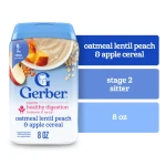 Gerber hearty digestive oatmeal lentil peach & apple cereal 227g