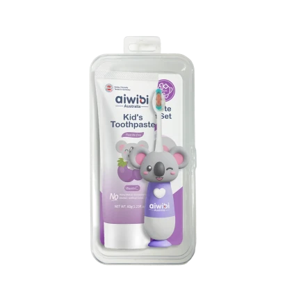 Aiwibi Kid's Toothpaste & Toothbrush Set (Purple)