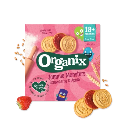 Organix Jammie Monster Strawberry & Apple Biscuit (18+mnths) 64g
