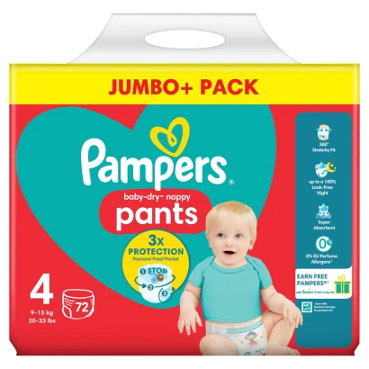 Pampers Jumbo Pack (Pant System) Size 4 (9-15KG) 72pcs