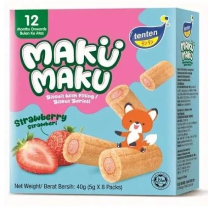 TenTen Maku Maku Strawberry Biscuits (From 12mnths) 40gm